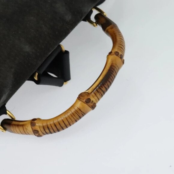 GUCCI Bamboo Backpack Suede Black Gold Auth main image 15